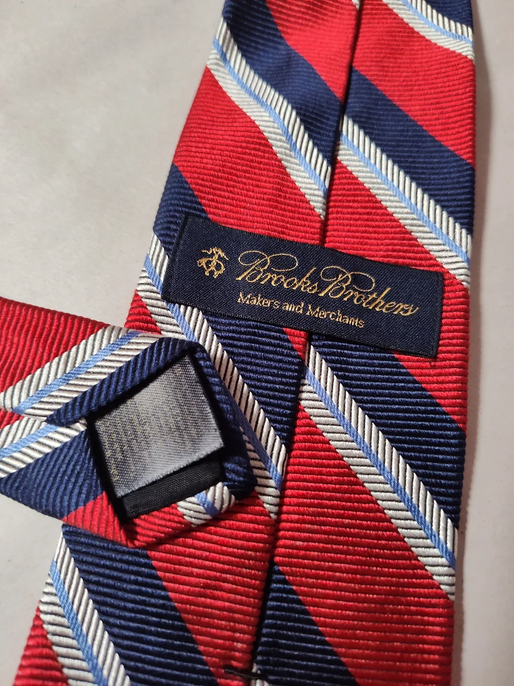 Brooks Brothers Makers & Merchant Mens Repp Tie Striped Silk USA 59X3.25